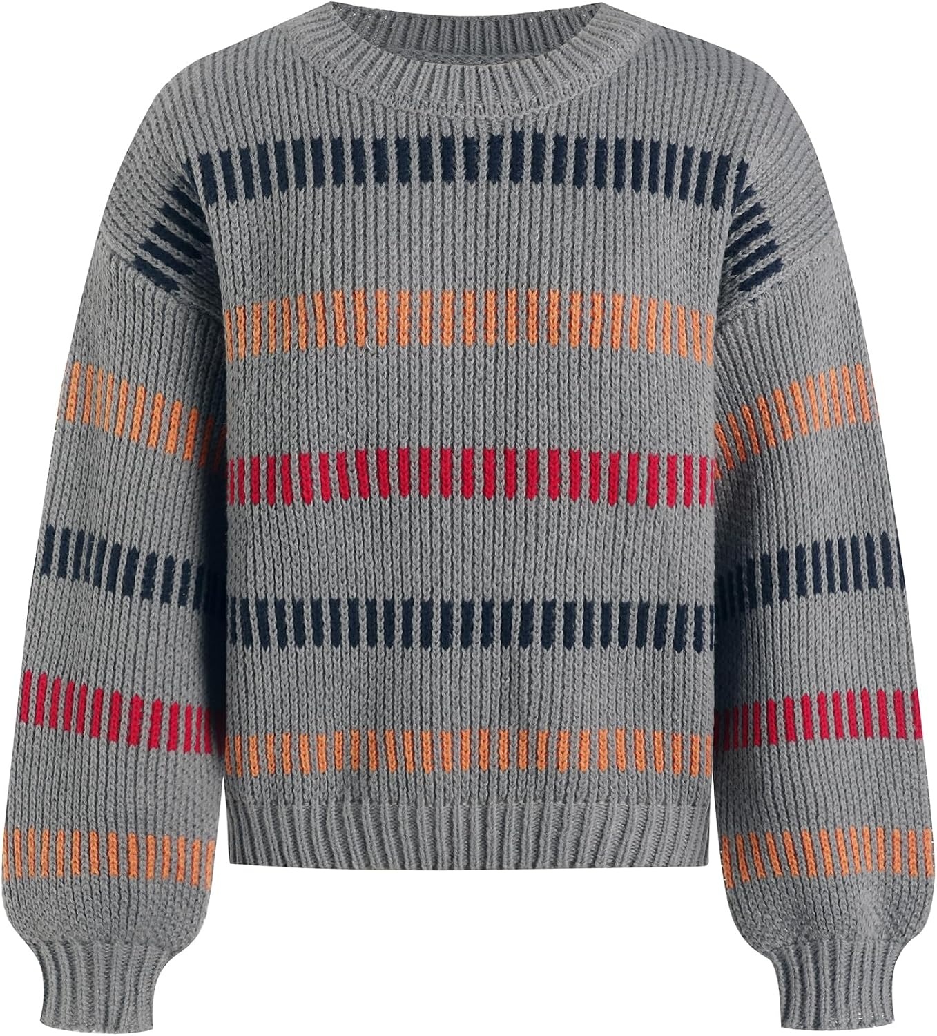 image:imageZAFUL Womens Striped Knit Sweater Oversized Pullover Tops Fall Outfits1grey