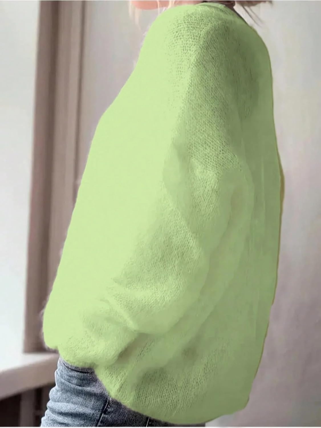 image:imageZAFUL Womens V Neck Casual Loose Lightweight Pullover Knit Sweaters2green