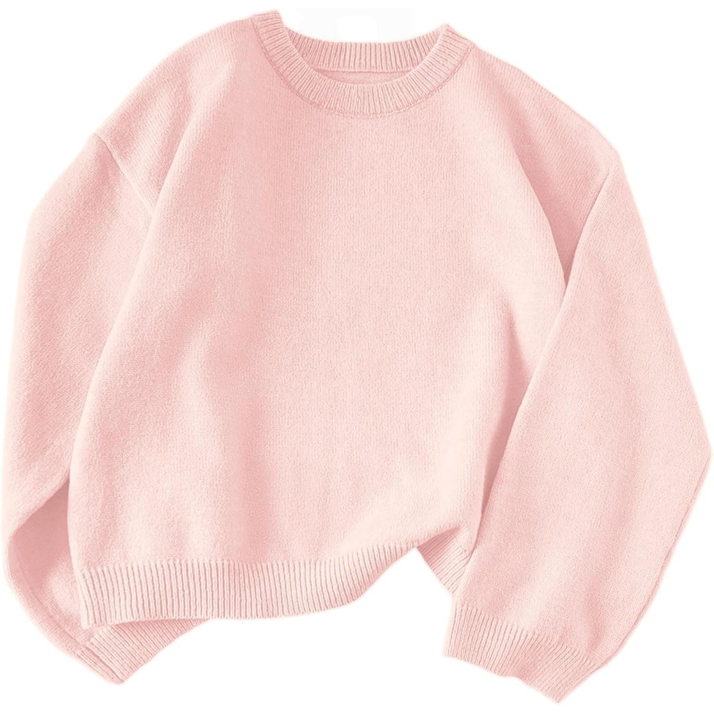 image:imageZAFUL Women Crew Neck Sweater Long Sleeve Solid Oversized Pullover Sweater1pink