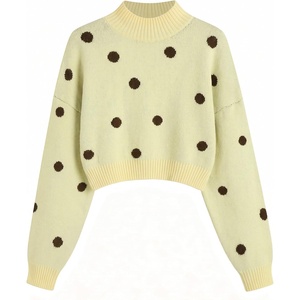 ZAFUL Women’s Cropped Turtleneck Sweater Lantern Sleeve Ribbed Knit Pullover Sweater Jumper(1-yellow Brown)