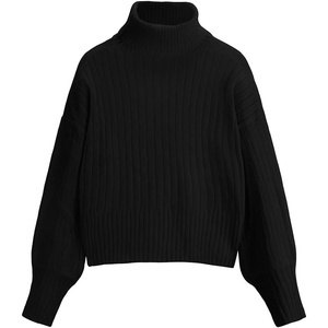 ZAFUL Women’s Mock Neck Sweater Long Sleeve Ribbed Knit Cropped Sweater(3-black)
