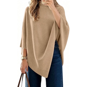 ZAFUL Womens Poncho Sweater Shawl Pullover Cape Wrap Fall Tops(1-khaki)