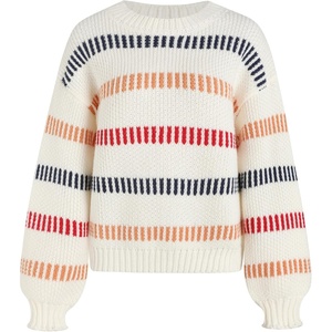 ZAFUL Women’s Striped Knit Sweater Oversized Pullover Tops Fall Outfits(1-white)