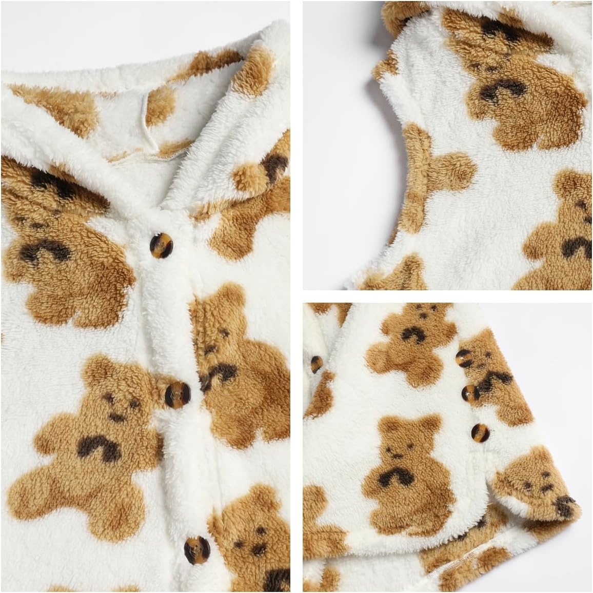 image:imageZAFUL Long Vest for Women Sleeveless Plush Hooded Vest Outerwear Coat2white Bear