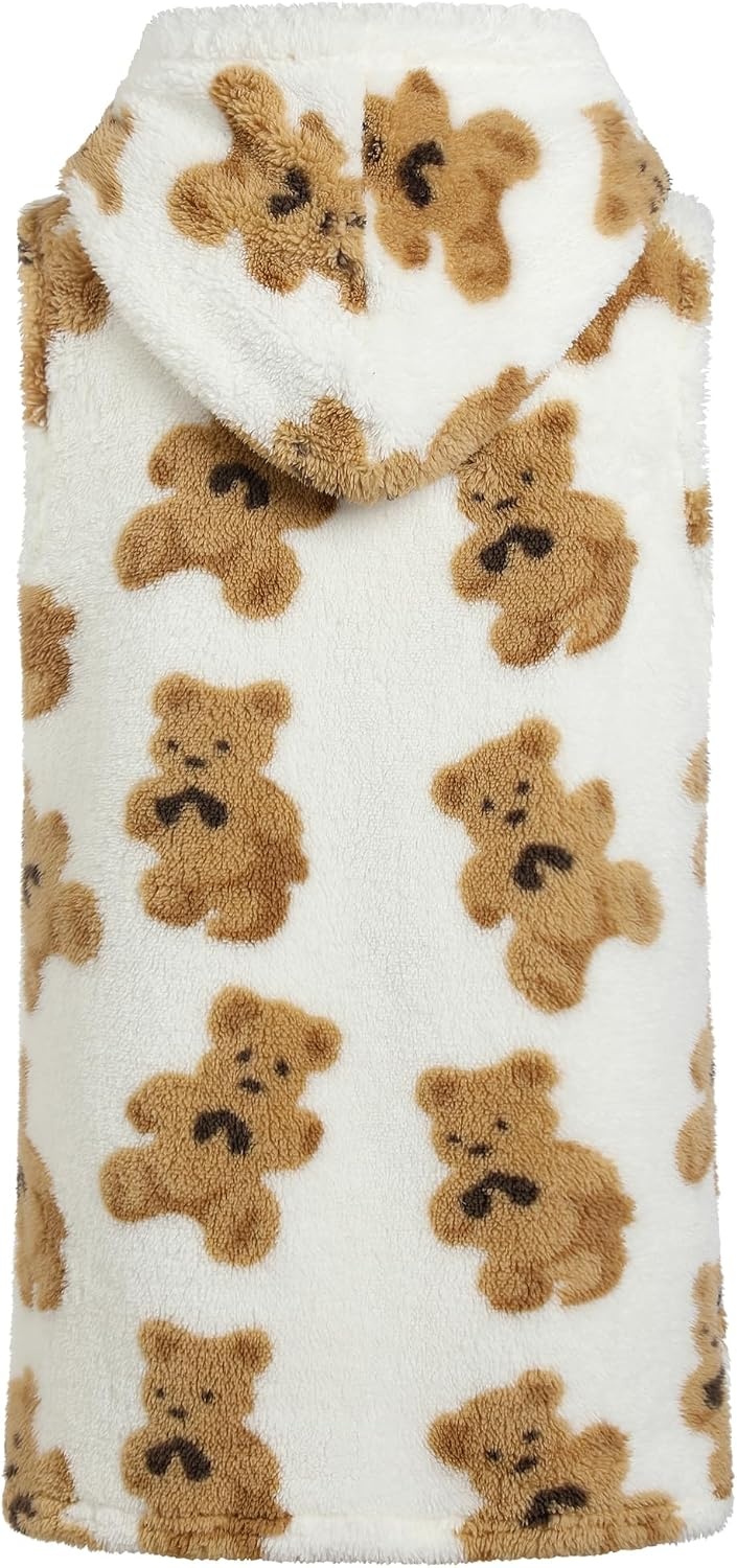 image:imageZAFUL Long Vest for Women Sleeveless Plush Hooded Vest Outerwear Coat2white Bear