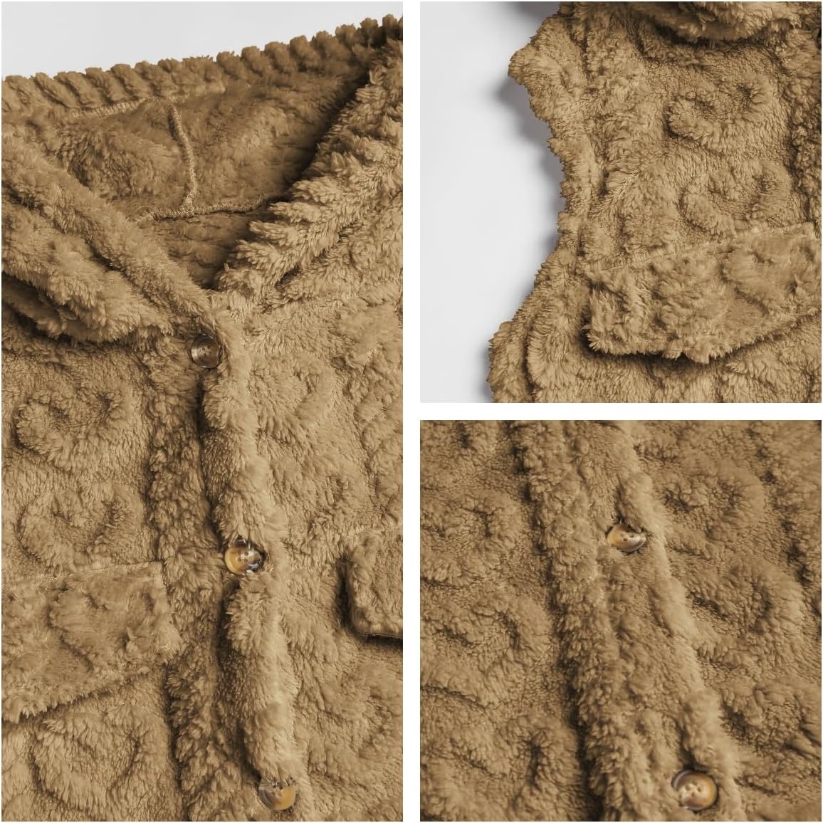 image:imageZAFUL Long Vest for Women Sleeveless Plush Hooded Vest Outerwear Coat3brown