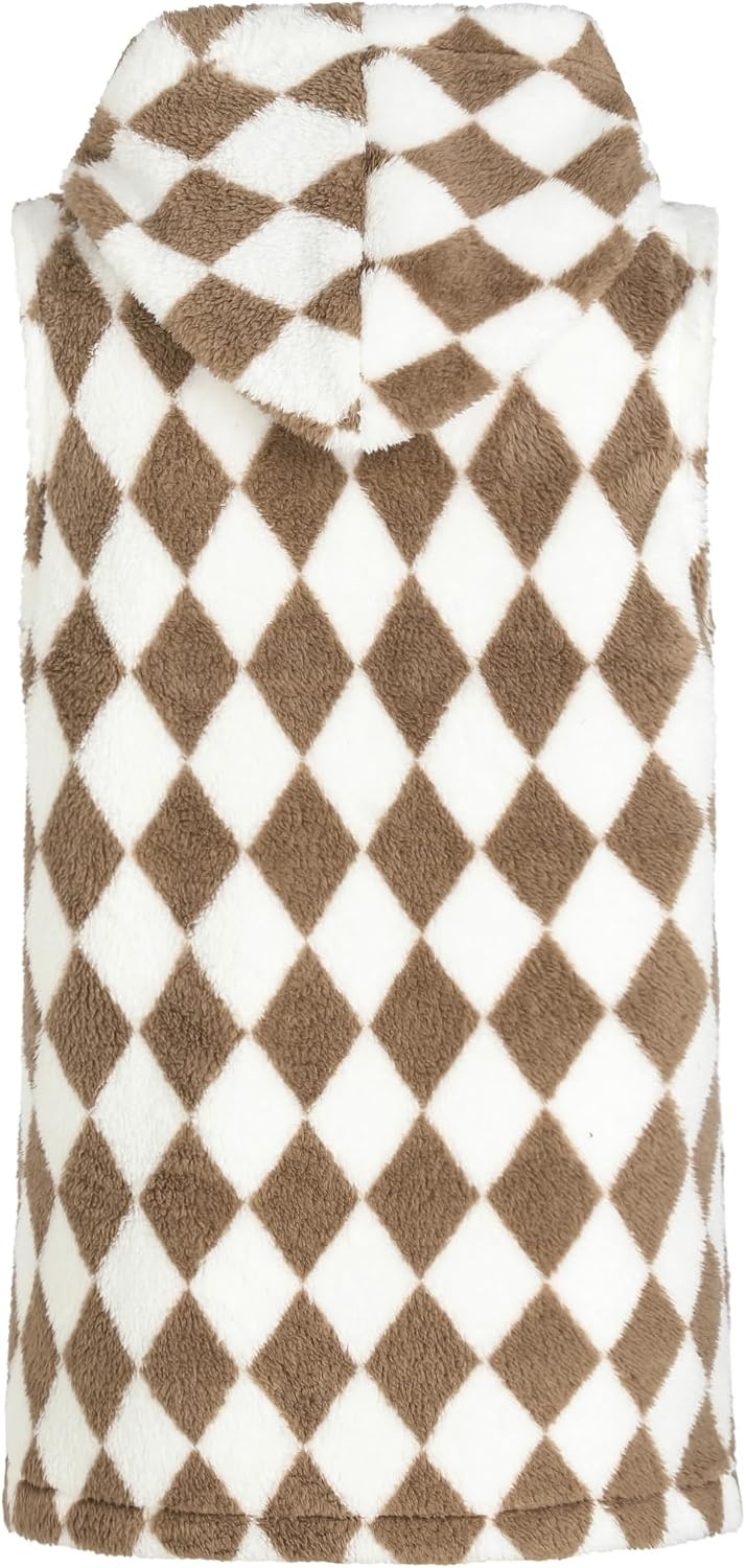 image:imageZAFUL Long Vest for Women Sleeveless Plush Hooded Vest Outerwear Coat3brown Plaid