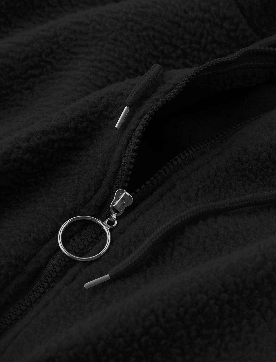 image:imageZAFUL Womens Hooded Zip Up Faux Shearling Fluffy Teddy Jacket Coat2black
