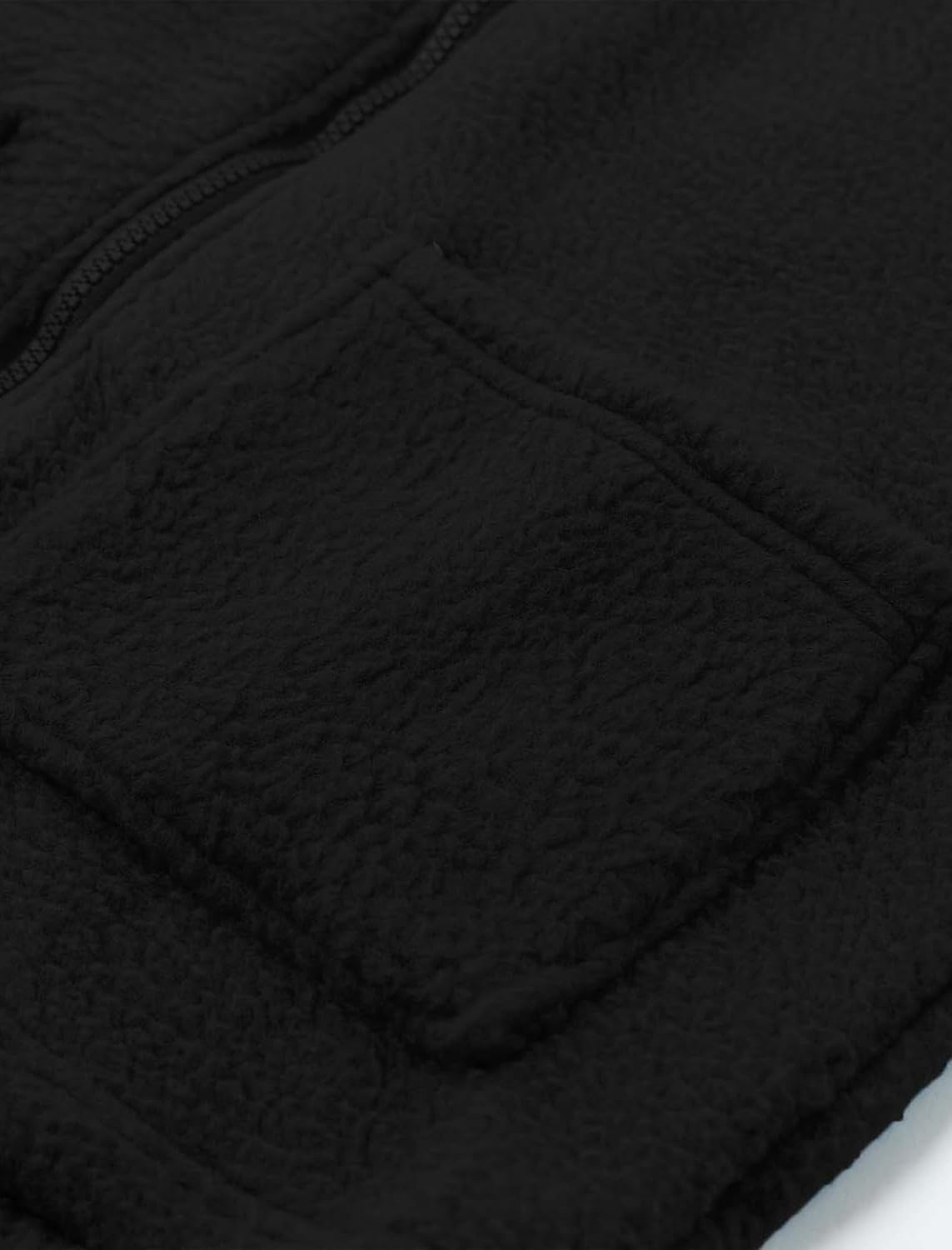 image:imageZAFUL Womens Hooded Zip Up Faux Shearling Fluffy Teddy Jacket Coat2black