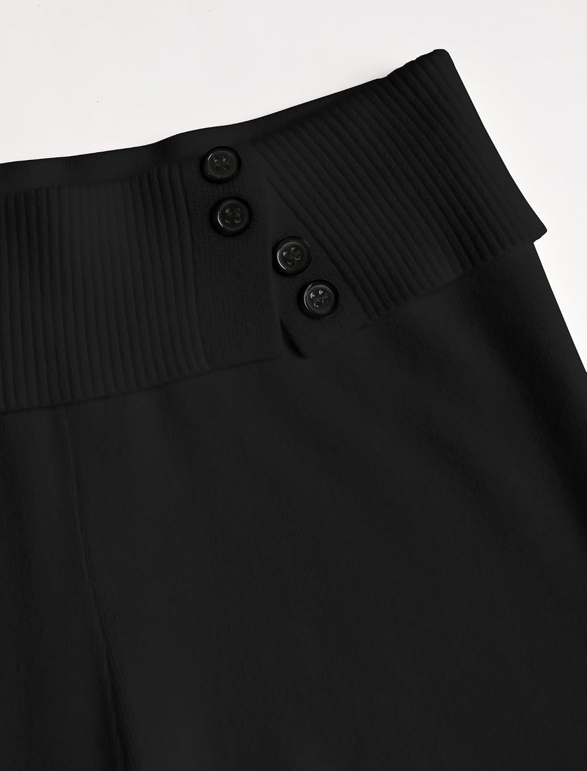 image:imageZAFUL Womens Buttons Wide Leg Core Spun Knit Fall Winter Lounge Pants1black