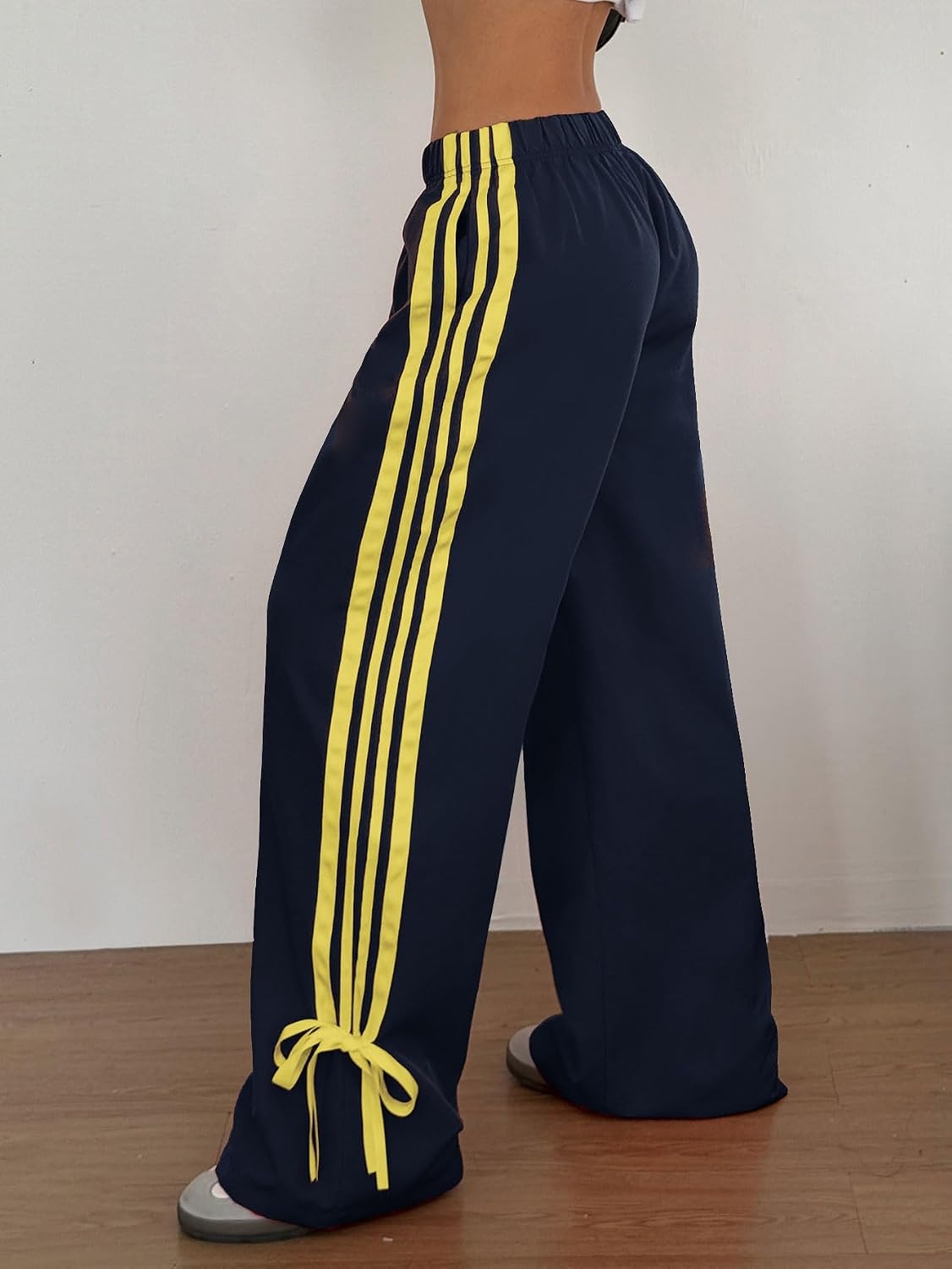 image:imageZAFUL Womens Side Striped Baggy Pants Wide Leg Track Pants Streetwear3blueyellow