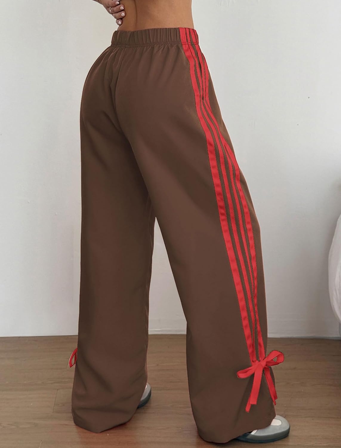 image:imageZAFUL Womens Side Striped Baggy Pants Wide Leg Track Pants Streetwear3coffeered