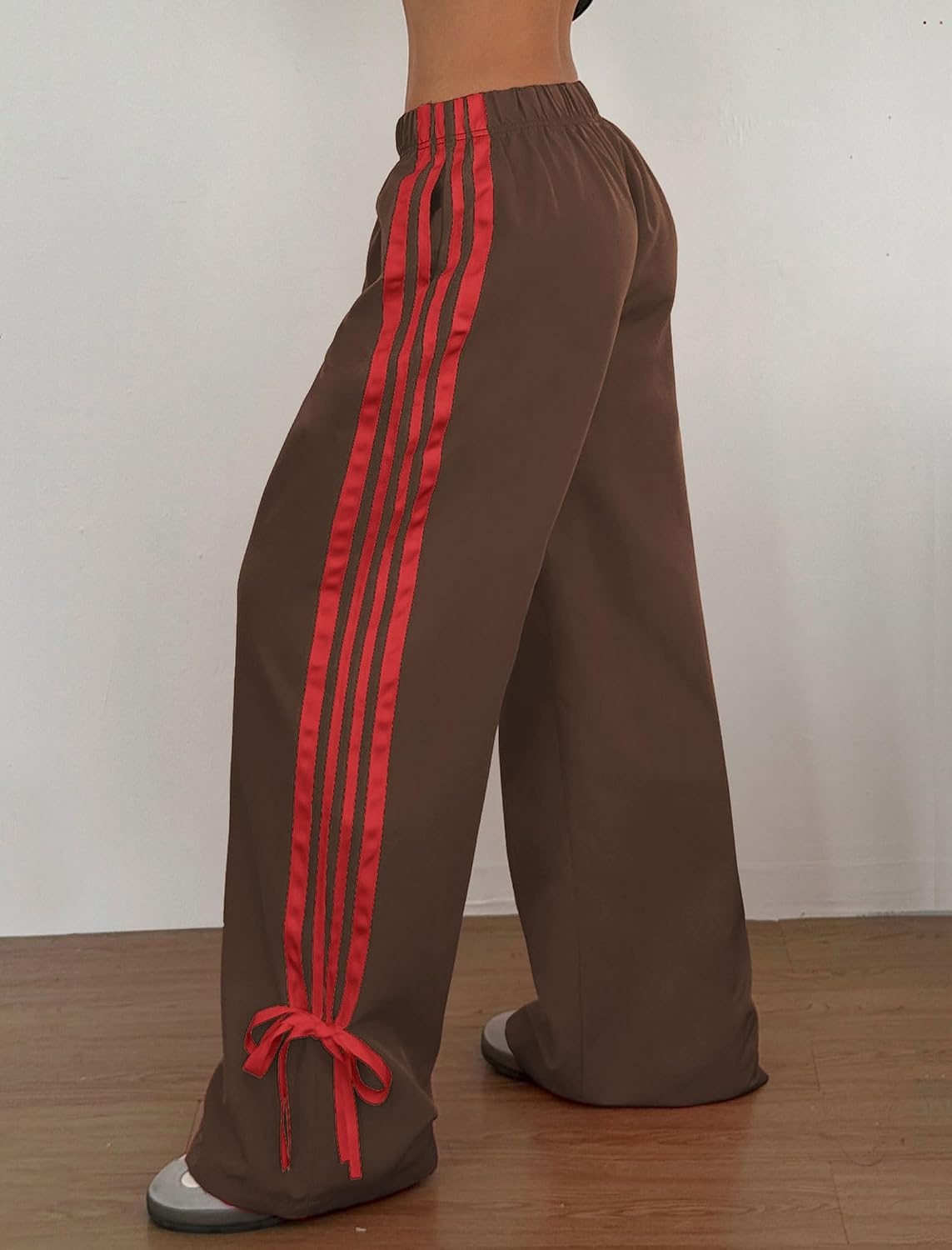 image:imageZAFUL Womens Side Striped Baggy Pants Wide Leg Track Pants Streetwear3coffeered