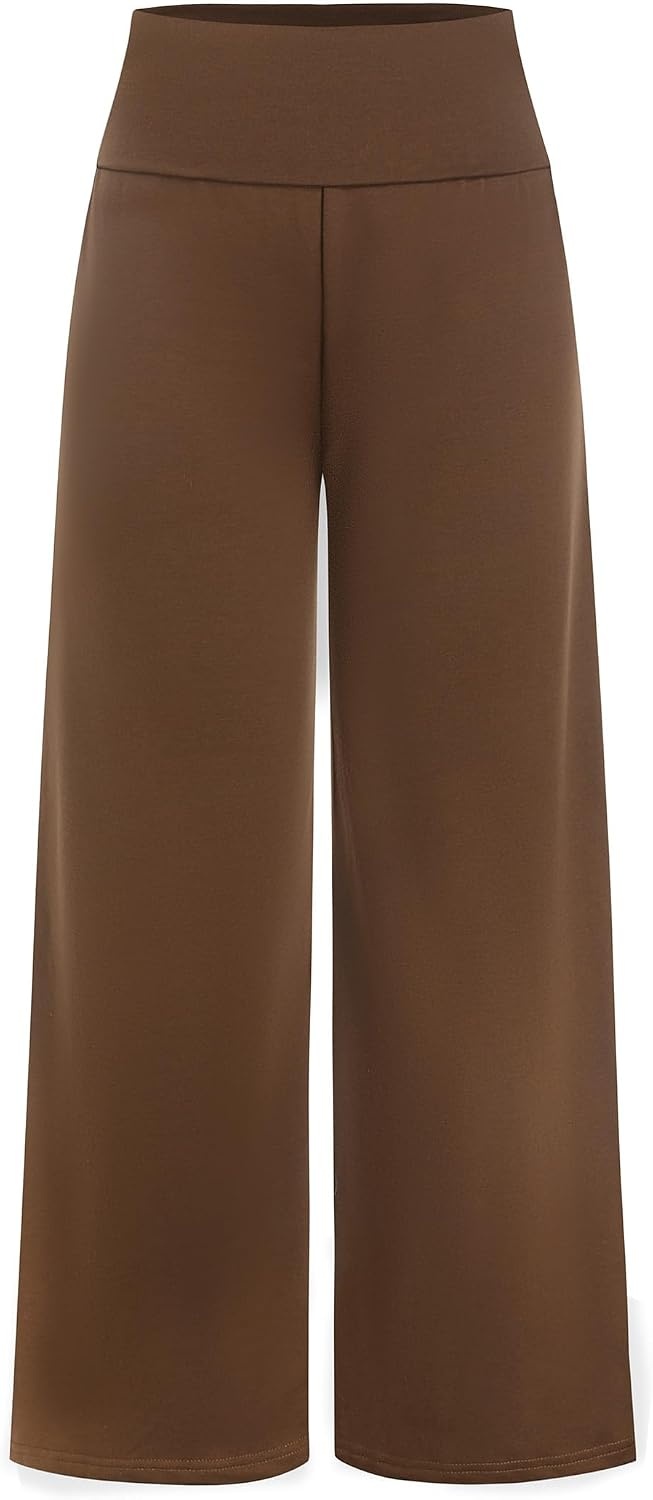 image:imageZAFUL Womens Striped Pants Fold Waist Wide Leg Pants Lounge Pajama Pants3zbrown