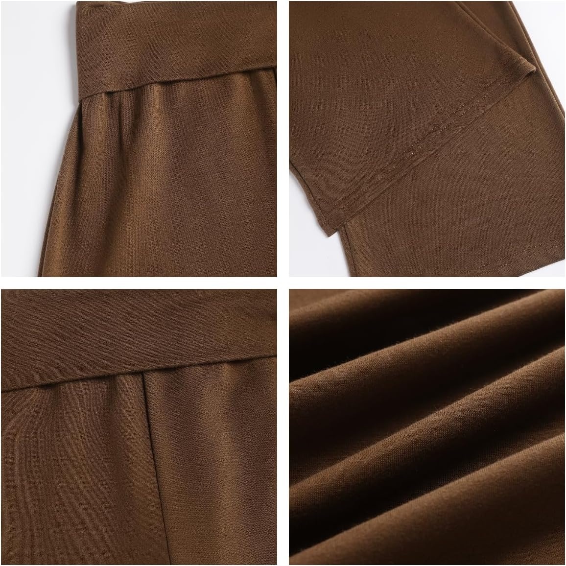 image:imageZAFUL Womens Striped Pants Fold Waist Wide Leg Pants Lounge Pajama Pants3zbrown