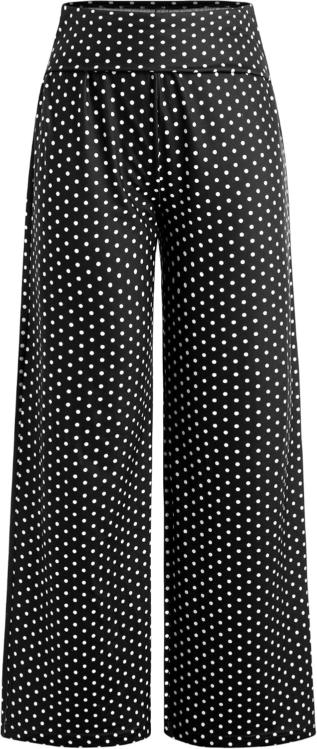 image:imageZAFUL Womens Striped Pants Fold Waist Wide Leg Pants Lounge Pajama Pants3zdot Black