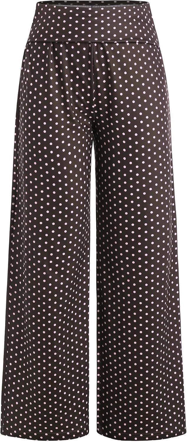 image:imageZAFUL Womens Striped Pants Fold Waist Wide Leg Pants Lounge Pajama Pants3zdot Brown