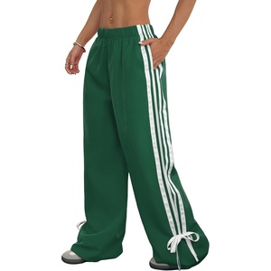 ZAFUL Womens Side Striped Baggy Pants Wide Leg Track Pants Streetwear(3-green)