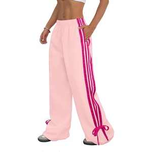 ZAFUL Womens Side Striped Baggy Pants Wide Leg Track Pants Streetwear(3-pink2)