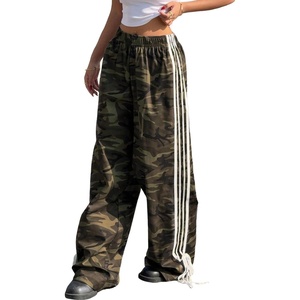 ZAFUL Womens Side Striped Baggy Pants Wide Leg Track Pants Streetwear(4-camouflage)